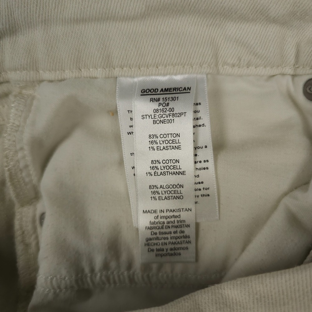 Good American Jeans Womens 14 32 Cream Bone Good Classic High Rise Waist Stretch - Picture 4 of 13